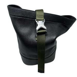 Rag & Bone Black Walter Leather Bag with Green Strap